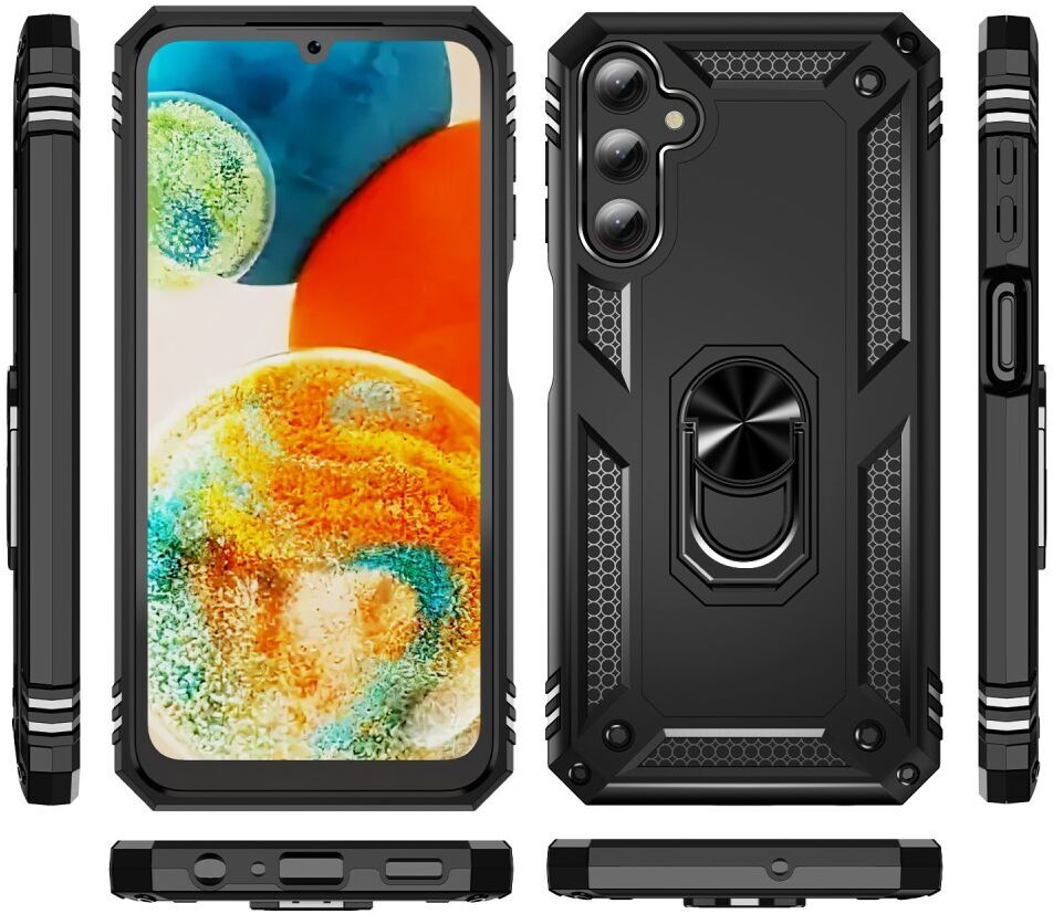 Samsung Galaxy A24 Hoesje Magnetische Kickstand Ring Back Cover Zwart afbeelding 2