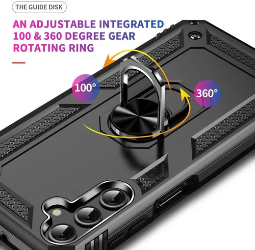 Samsung Galaxy A24 Hoesje Magnetische Kickstand Ring Back Cover Zwart afbeelding 5