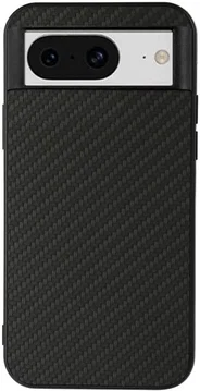 Google Pixel 8 Hoesje Carbon met Kunstleer Coating Back Cover Zwart