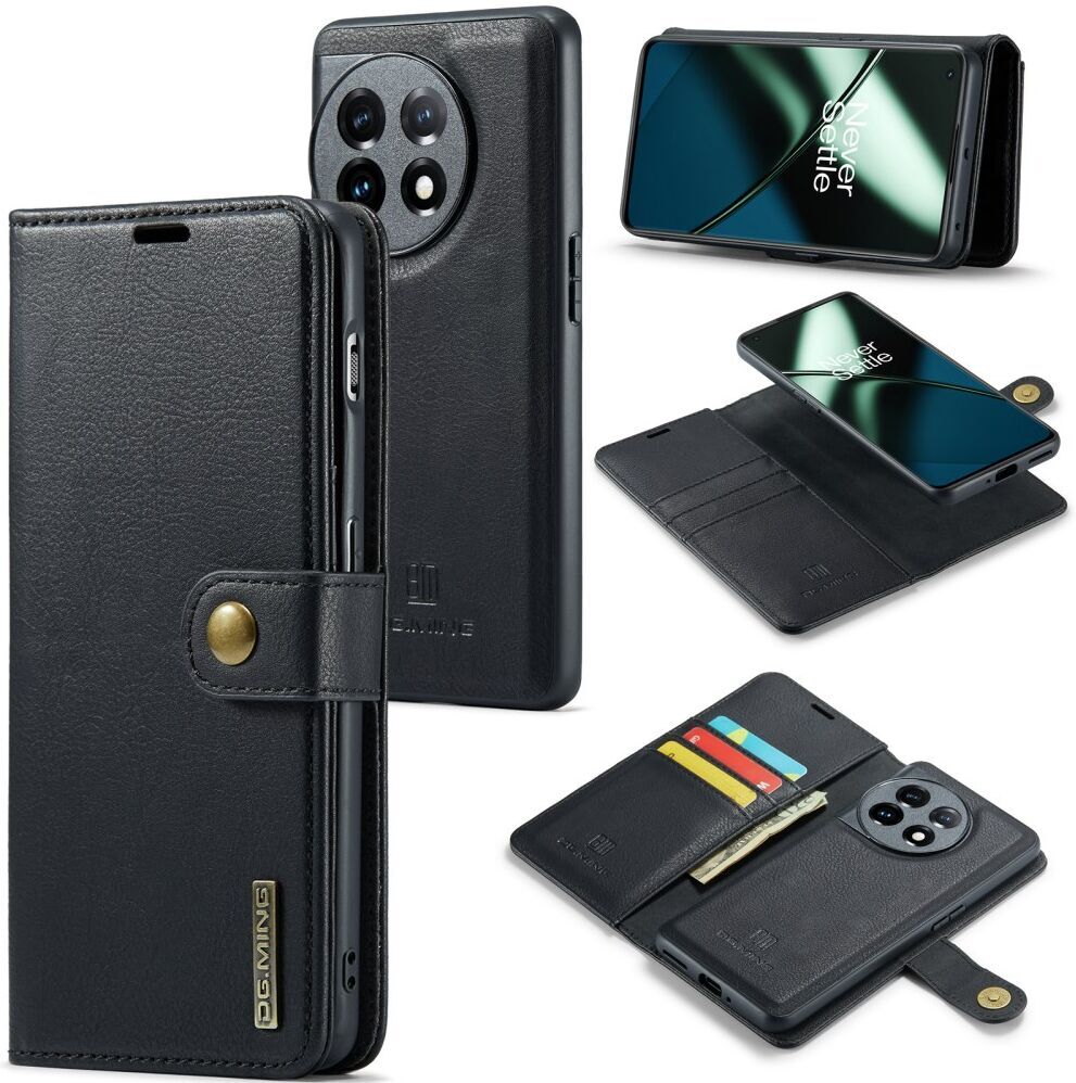 DG Ming OnePlus 11 Hoesje Retro Wallet Book Case Zwart afbeelding 2