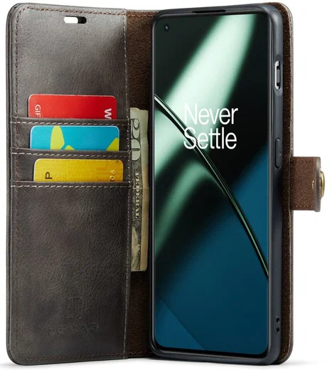 DG Ming OnePlus 11 Hoesje Retro Wallet Book Case Grijs afbeelding 1