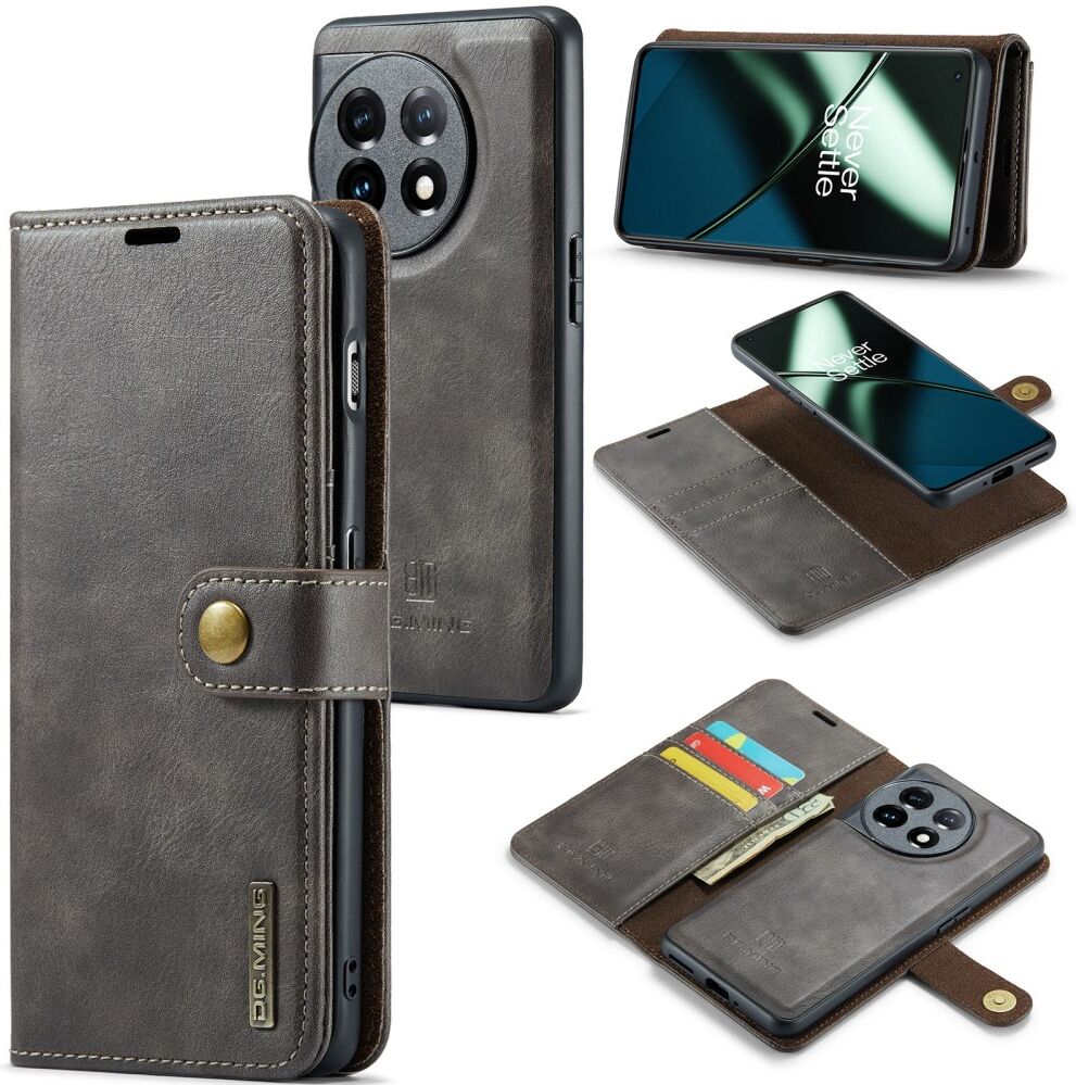 DG Ming OnePlus 11 Hoesje Retro Wallet Book Case Grijs afbeelding 2
