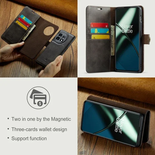 DG Ming OnePlus 11 Hoesje Retro Wallet Book Case Grijs afbeelding 5