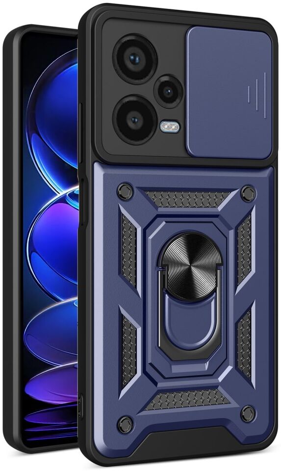 Xiaomi Redmi Note 12 Pro Plus Hoesje Camera Slider Kickstand Blauw afbeelding 1