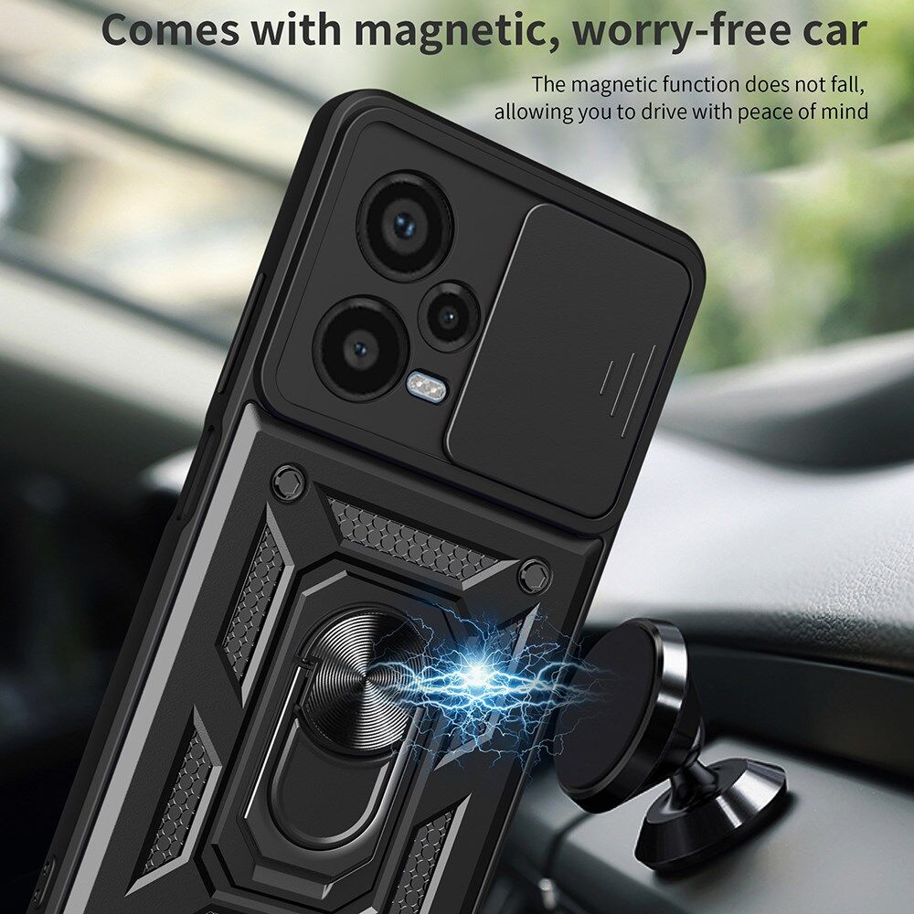 Xiaomi Redmi Note 12 Pro Plus Hoesje Camera Slider Kickstand Blauw afbeelding 3