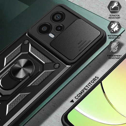 Xiaomi Redmi Note 12 Pro Plus Hoesje Camera Slider Kickstand Blauw afbeelding 4