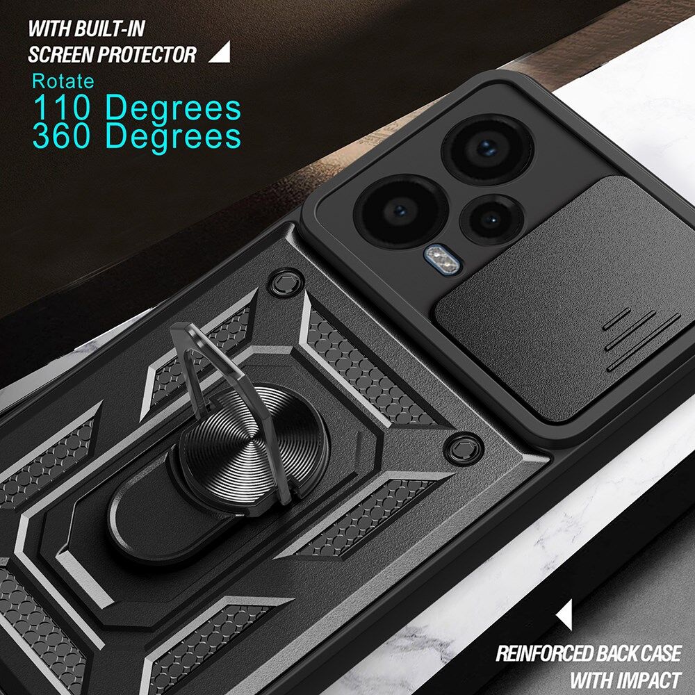 Xiaomi Redmi Note 12 Pro Plus Hoesje Camera Slider Kickstand Blauw afbeelding 6
