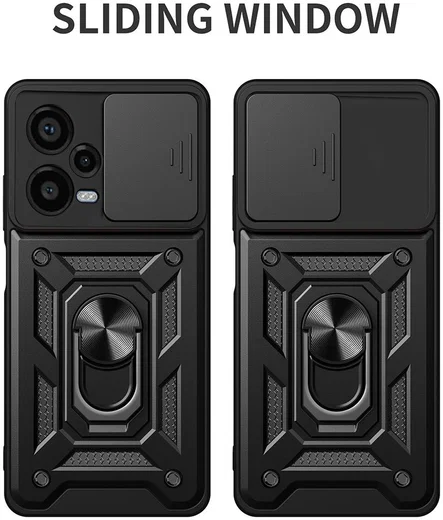Xiaomi Redmi Note 12 Pro Plus Hoesje Camera Slider Kickstand Blauw afbeelding 9