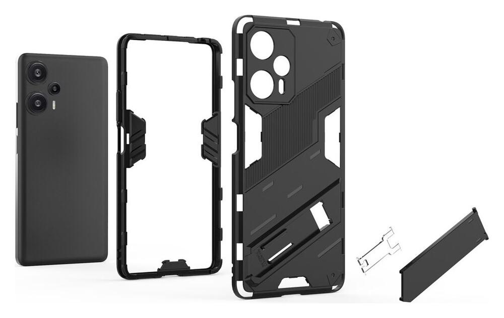 Xiaomi Poco F5 Hoesje Shockproof Kickstand Back Cover Zwart afbeelding 4