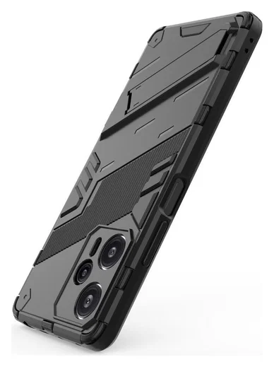 Xiaomi Poco F5 Hoesje Shockproof Kickstand Back Cover Zwart afbeelding 5