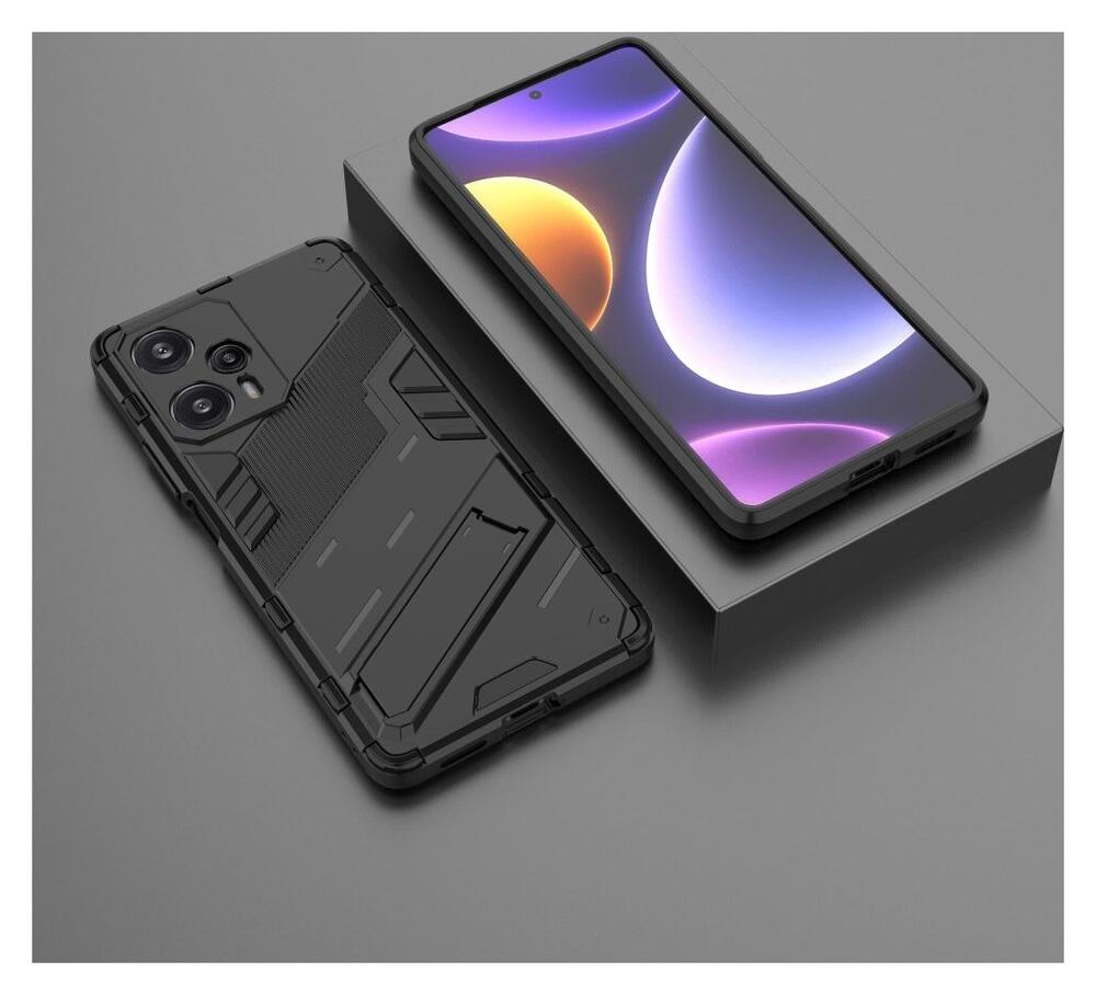 Xiaomi Poco F5 Hoesje Shockproof Kickstand Back Cover Zwart afbeelding 7