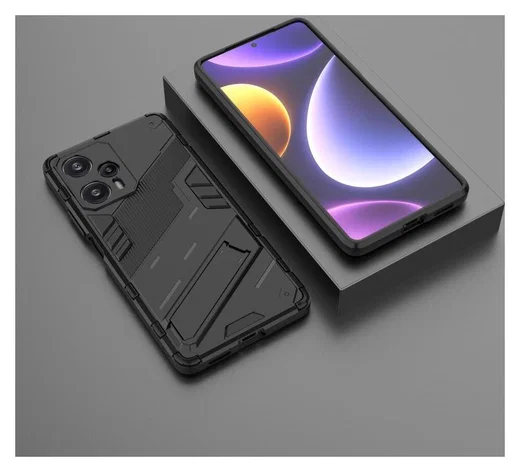 Xiaomi Poco F5 Hoesje Shockproof Kickstand Back Cover Zwart afbeelding 7