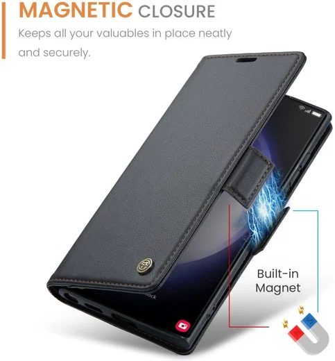 CaseMe 023 Samsung Galaxy S23 Ultra Hoesje Book Case Zwart afbeelding 4