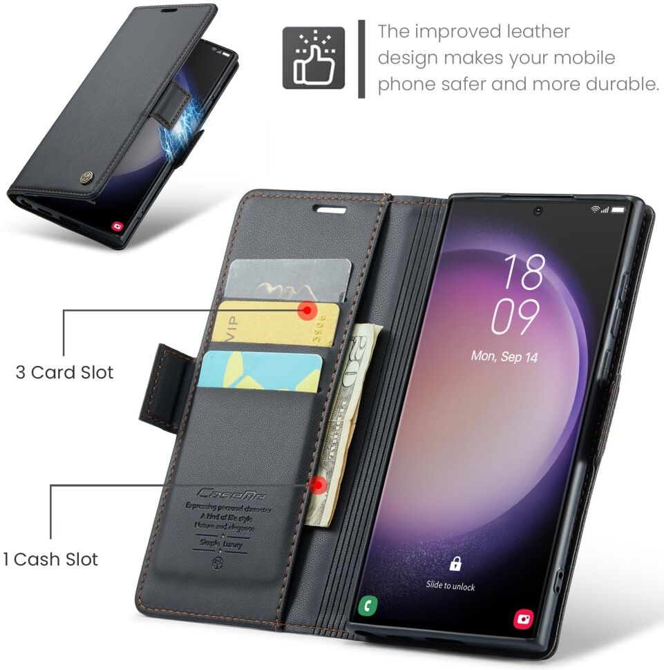 CaseMe 023 Samsung Galaxy S23 Ultra Hoesje Book Case Zwart afbeelding 5