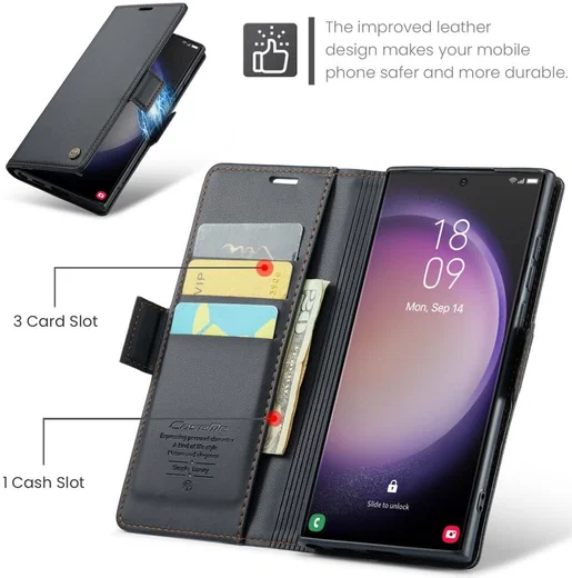 CaseMe 023 Samsung Galaxy S23 Ultra Hoesje Book Case Zwart afbeelding 5