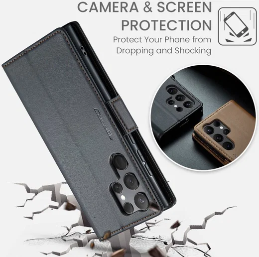 CaseMe 023 Samsung Galaxy S23 Ultra Hoesje Book Case Zwart afbeelding 6