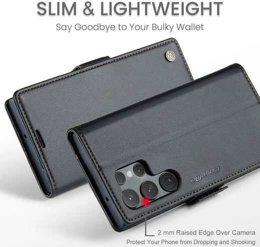 CaseMe 023 Samsung Galaxy S23 Ultra Hoesje Book Case Zwart afbeelding 8