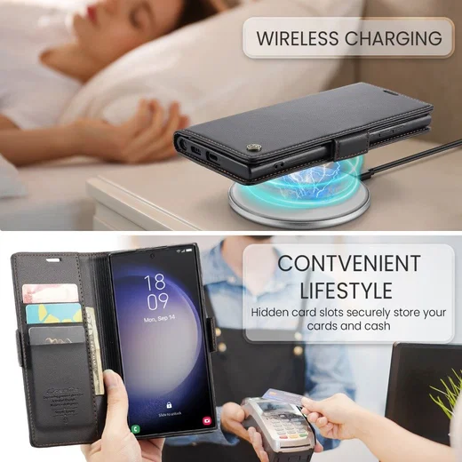 CaseMe 023 Samsung Galaxy S23 Ultra Hoesje Book Case Zwart afbeelding 9