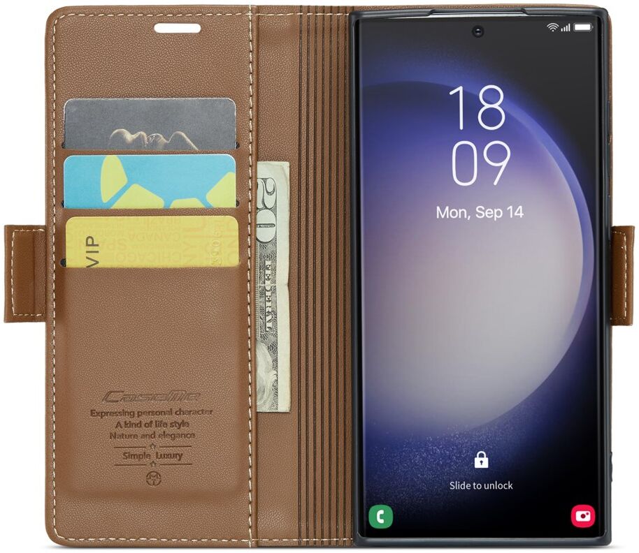 CaseMe 023 Samsung Galaxy S23 Ultra Hoesje Book Case Bruin afbeelding 1