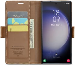 CaseMe 023 Samsung Galaxy S23 Ultra Hoesje Book Case Bruin afbeelding