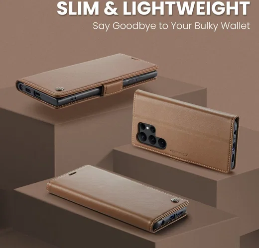 CaseMe 023 Samsung Galaxy S23 Ultra Hoesje Book Case Bruin afbeelding 11