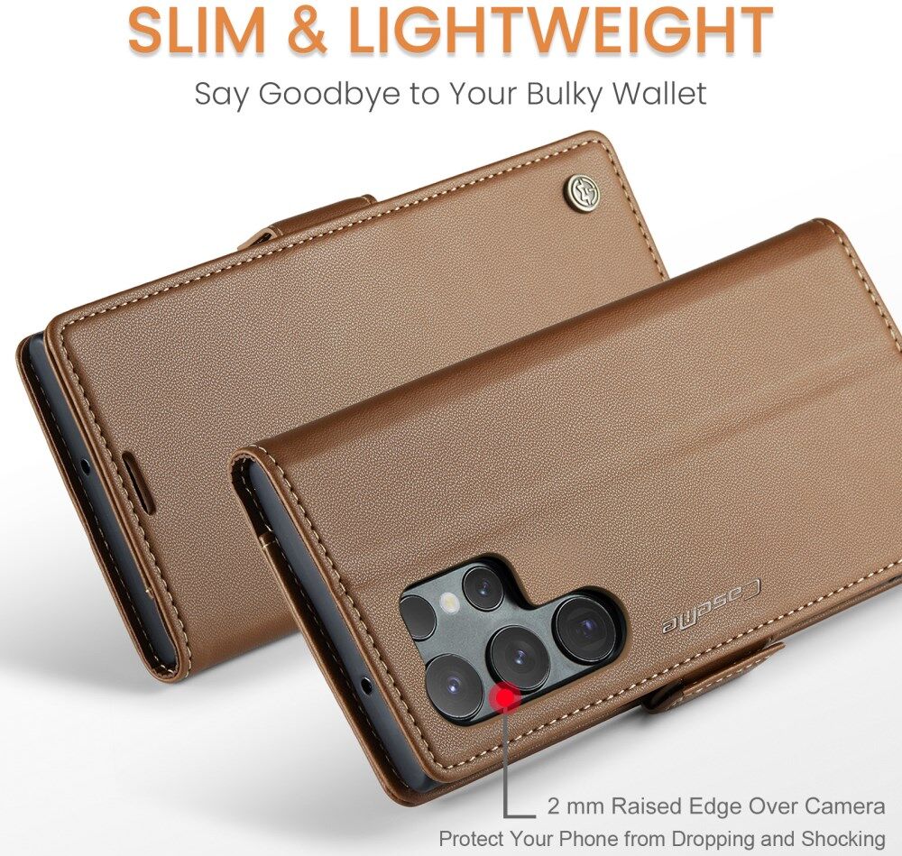 CaseMe 023 Samsung Galaxy S23 Ultra Hoesje Book Case Bruin afbeelding 12