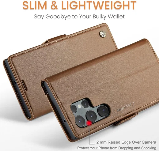 CaseMe 023 Samsung Galaxy S23 Ultra Hoesje Book Case Bruin afbeelding 12