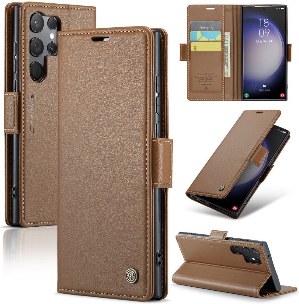CaseMe 023 Samsung Galaxy S23 Ultra Hoesje Book Case Bruin afbeelding 13