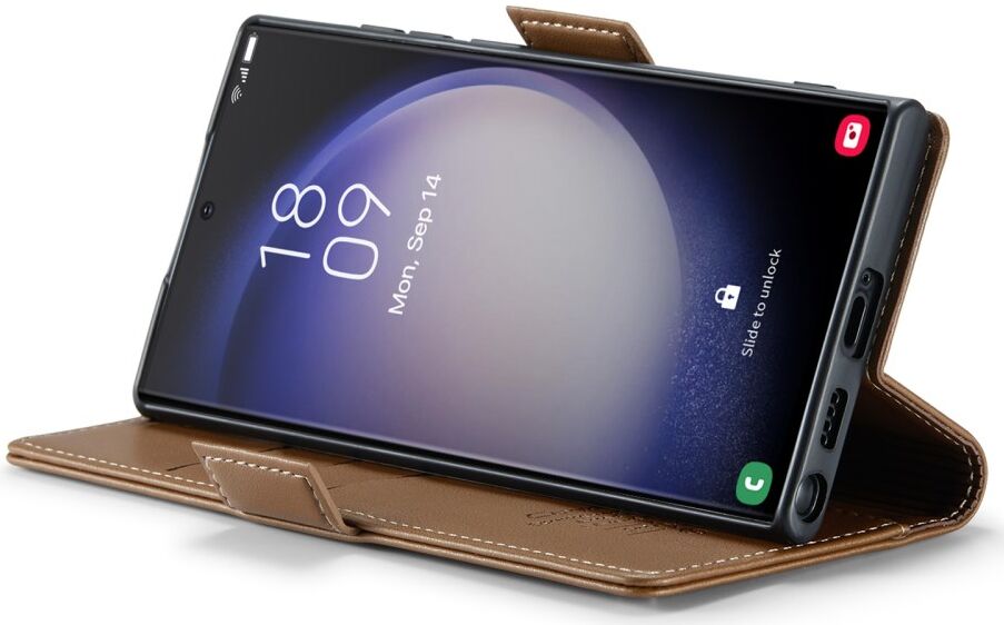 CaseMe 023 Samsung Galaxy S23 Ultra Hoesje Book Case Bruin afbeelding 15