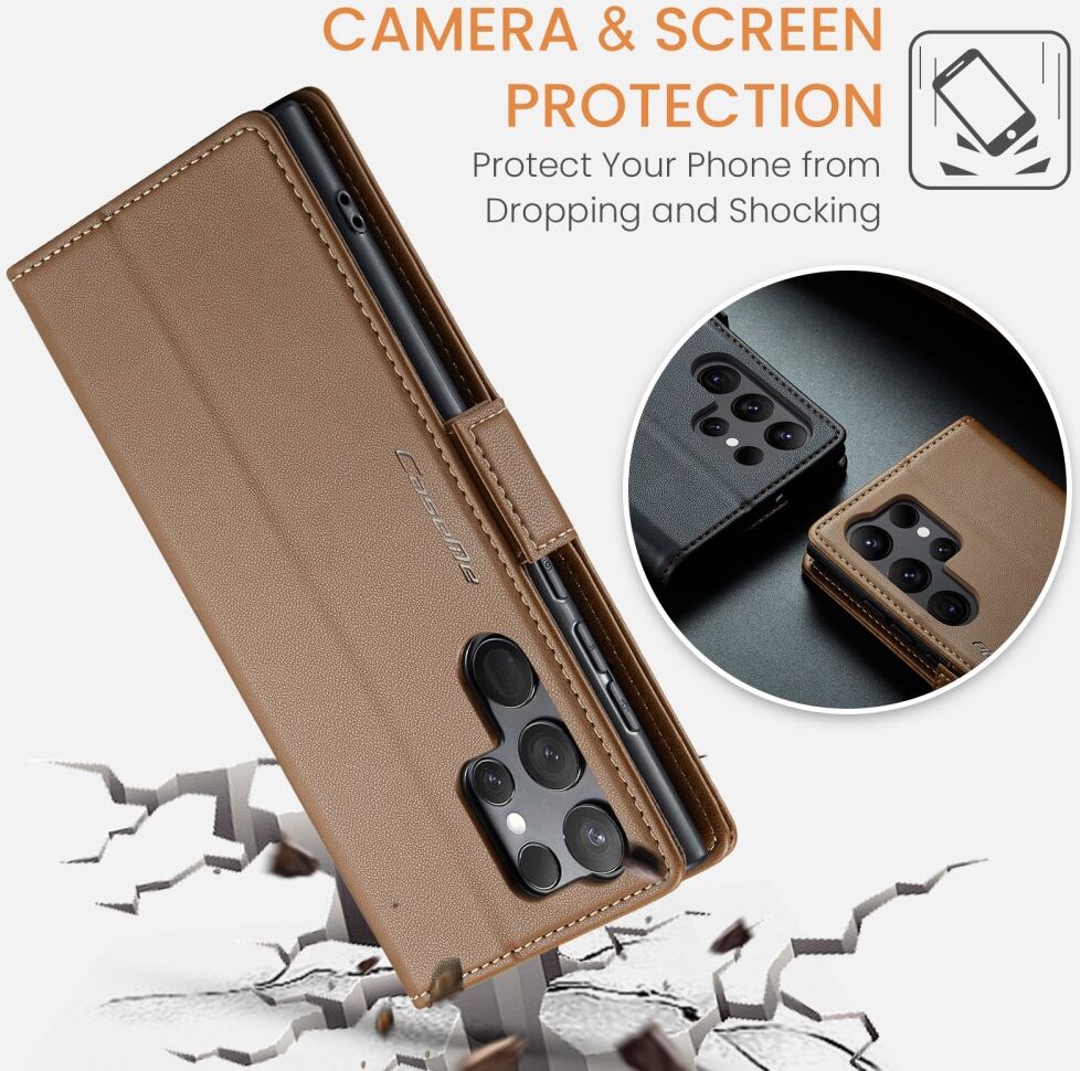 CaseMe 023 Samsung Galaxy S23 Ultra Hoesje Book Case Bruin afbeelding 6