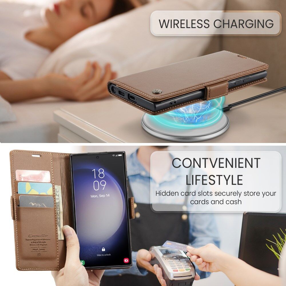 CaseMe 023 Samsung Galaxy S23 Ultra Hoesje Book Case Bruin afbeelding 8