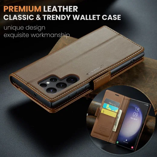 CaseMe 023 Samsung Galaxy S23 Ultra Hoesje Book Case Bruin afbeelding 9