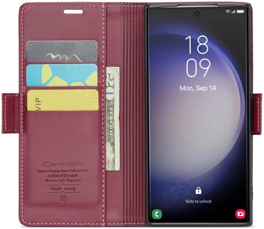 CaseMe 023 Samsung Galaxy S23 Ultra Hoesje Book Case Rood afbeelding 1