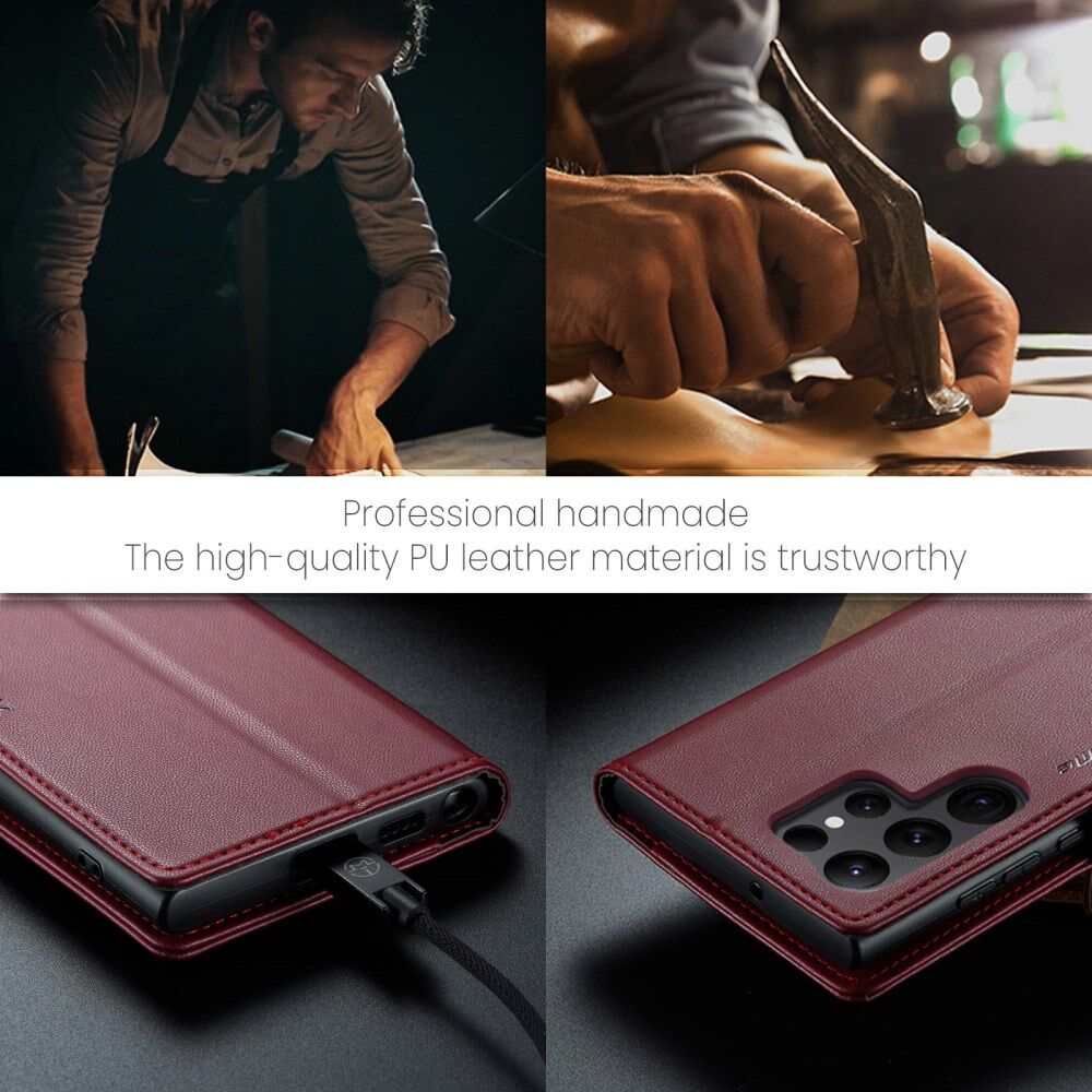 CaseMe 023 Samsung Galaxy S23 Ultra Hoesje Book Case Rood afbeelding 11