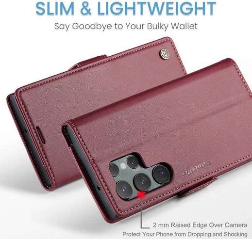 CaseMe 023 Samsung Galaxy S23 Ultra Hoesje Book Case Rood afbeelding 12
