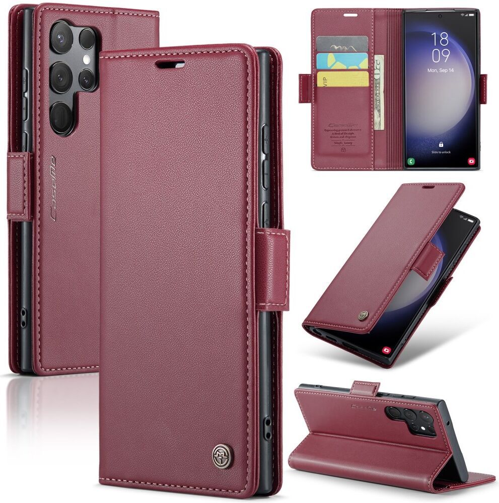 CaseMe 023 Samsung Galaxy S23 Ultra Hoesje Book Case Rood afbeelding 13