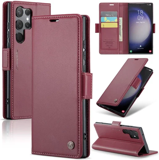 CaseMe 023 Samsung Galaxy S23 Ultra Hoesje Book Case Rood afbeelding 13