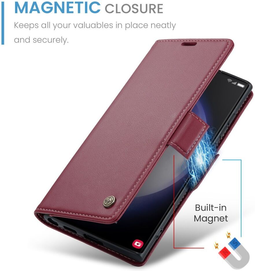 CaseMe 023 Samsung Galaxy S23 Ultra Hoesje Book Case Rood afbeelding 4