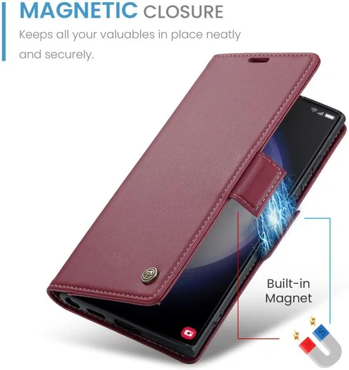 CaseMe 023 Samsung Galaxy S23 Ultra Hoesje Book Case Rood afbeelding 4