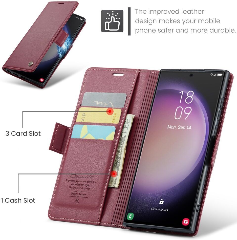 CaseMe 023 Samsung Galaxy S23 Ultra Hoesje Book Case Rood afbeelding 5