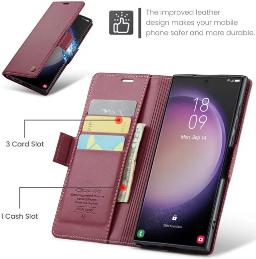 CaseMe 023 Samsung Galaxy S23 Ultra Hoesje Book Case Rood afbeelding 5