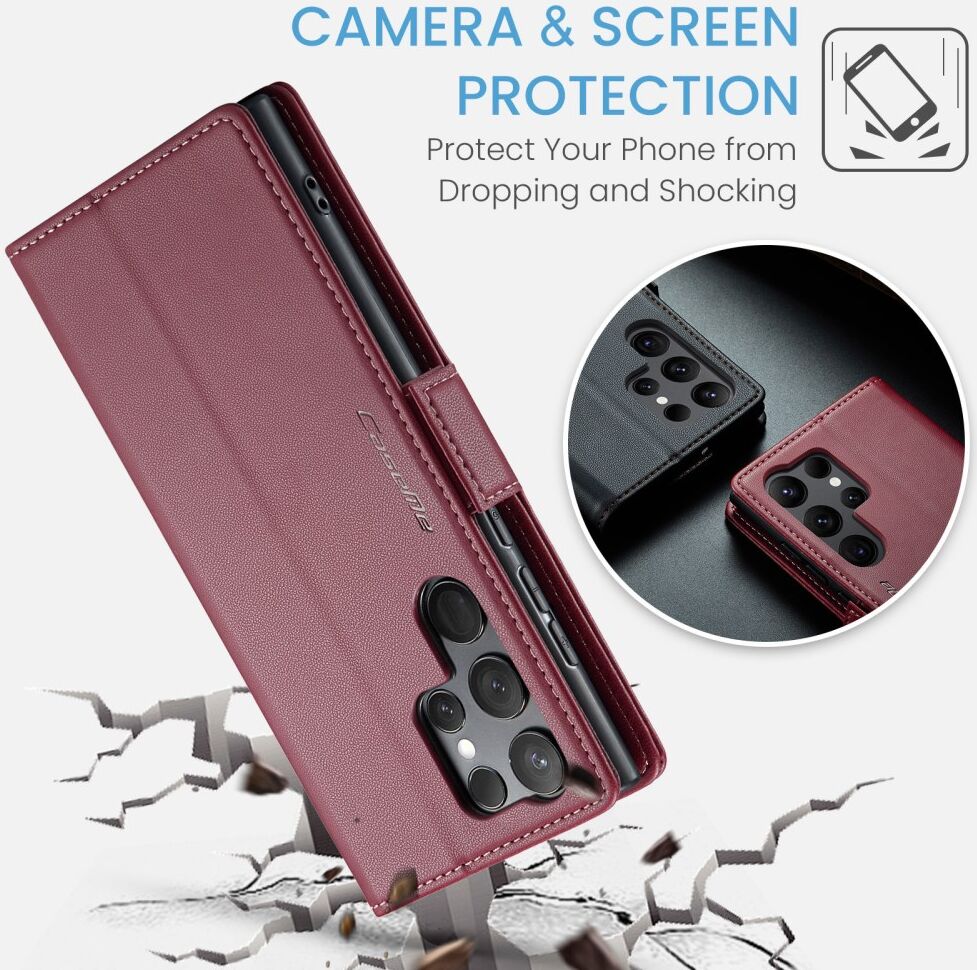 CaseMe 023 Samsung Galaxy S23 Ultra Hoesje Book Case Rood afbeelding 6