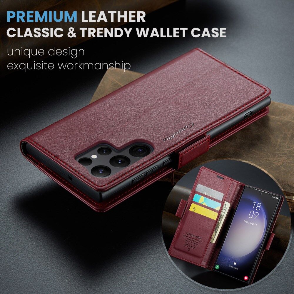 CaseMe 023 Samsung Galaxy S23 Ultra Hoesje Book Case Rood afbeelding 8