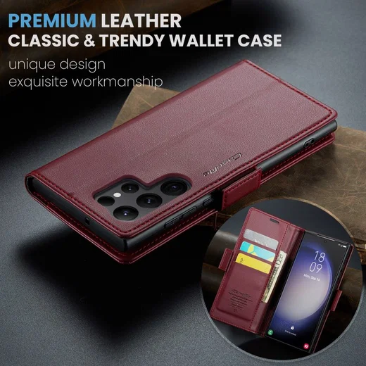 CaseMe 023 Samsung Galaxy S23 Ultra Hoesje Book Case Rood afbeelding 8
