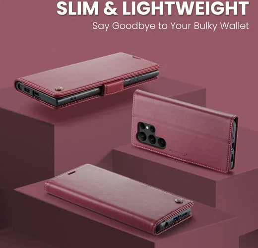 CaseMe 023 Samsung Galaxy S23 Ultra Hoesje Book Case Rood afbeelding 9