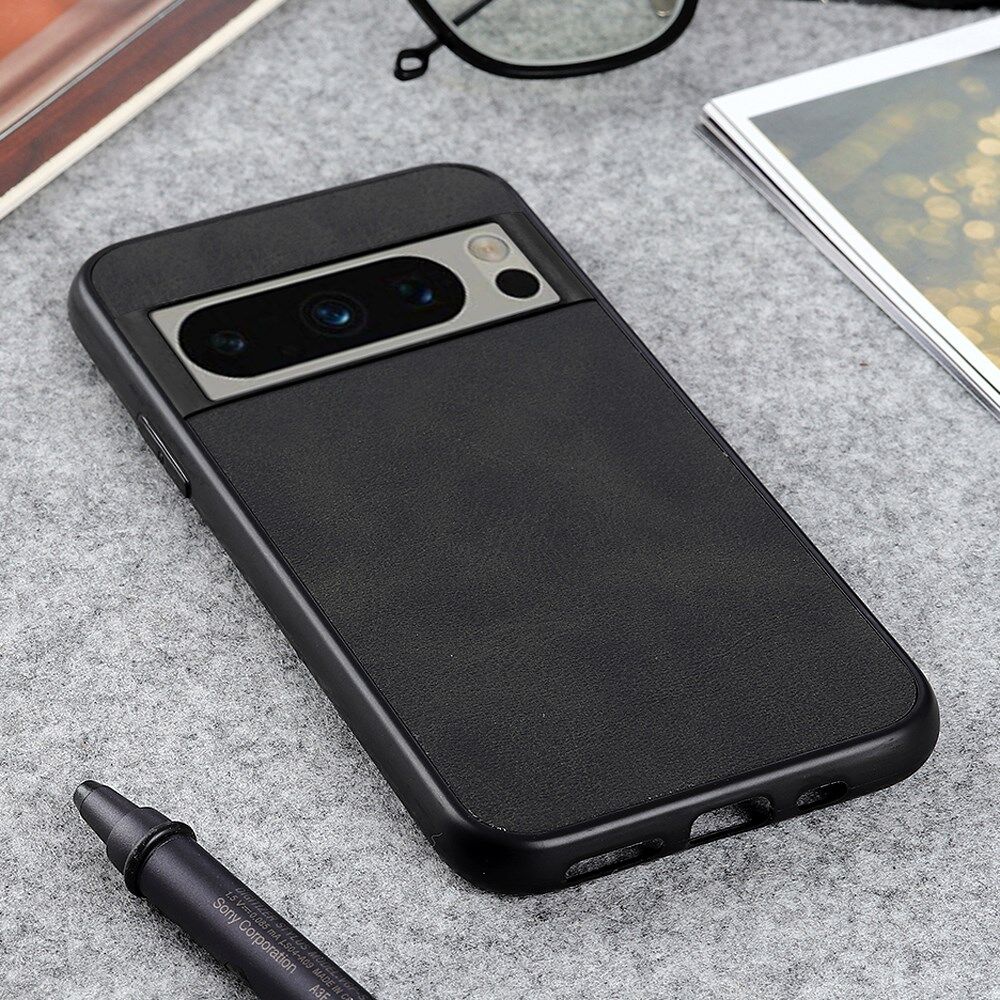 Google Pixel 8 Pro Hoesje met Kunstleer Coating Back Cover Zwart afbeelding 3