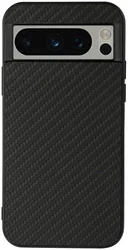 Google Pixel 8 Pro Hoesje Carbon Kunstleer Coating Back Cover Zwart afbeelding