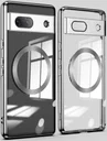 Google Pixel 7a Hoesje MagSafe Back Cover TPU Transparant/Zilver