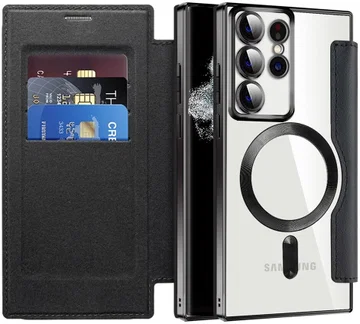 Samsung Galaxy S22 Ultra Hoesje MagSafe RFID Pasjeshouder Zwart
