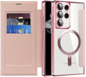 Samsung Galaxy S22 Ultra Hoesje MagSafe RFID Pasjeshouder Roze